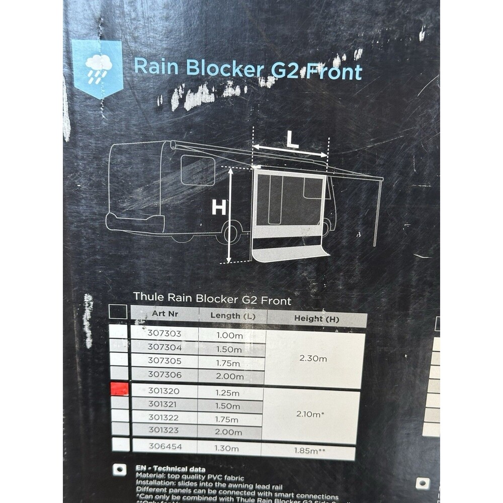 Thule Sun Blocker G2 Front Panel Length: 6.89’) 301320